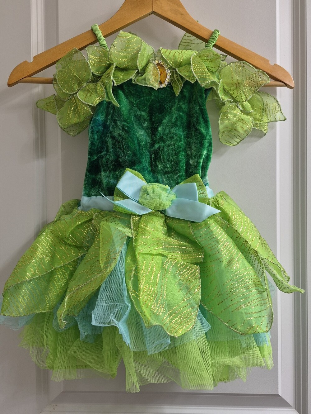 Disney Store Tinker Bell Costume Dress Girls XS 4 Green Velvet Tulle Tutu